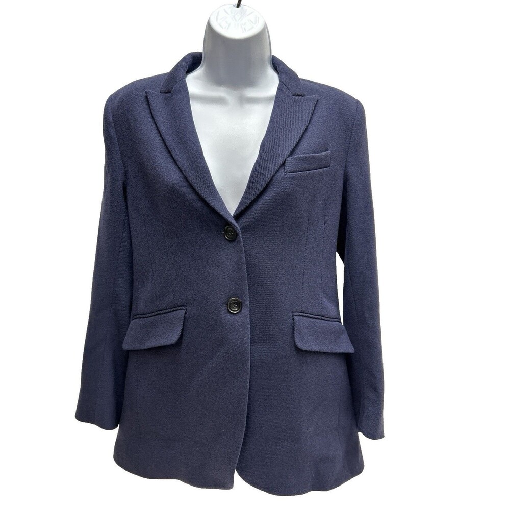 Theory USA Wool Andore Valleus Blue 2 Button Pockets Lined Blazer Women Size 10